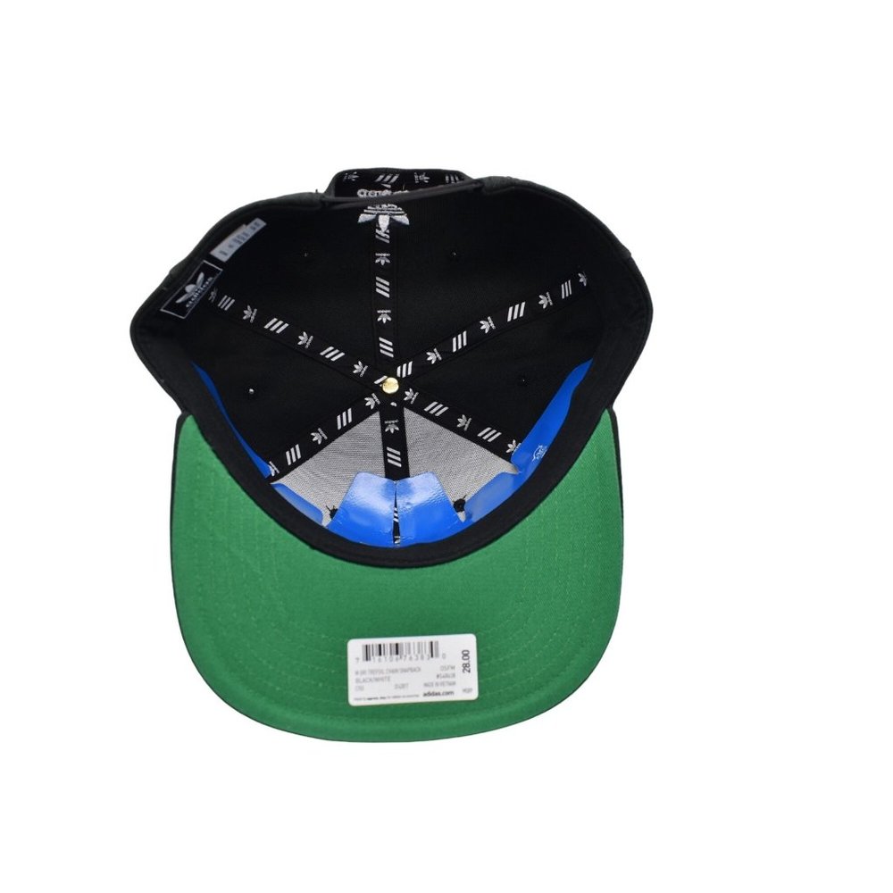 Adidas Snap Back Hat Original Black White Trefoil Flat Brim Adjustable NEW - Picture 7 of 10